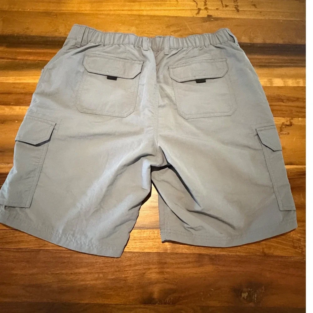 Lands End Mens Gray Nylon Cargo Hiking Shorts Integrated Belt Size L 36-38